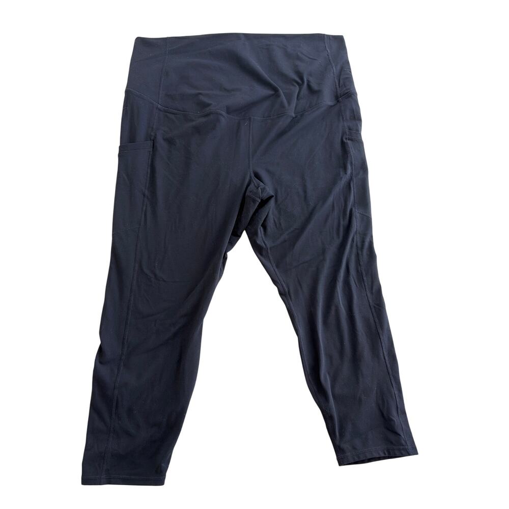 Fabletics PureLuxe Black Leggings Size 4X Side Pockets Cropped 23" Inseam